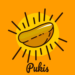 Design of traditional food called pukis which is still warm and looks delicious drawn in a simple style