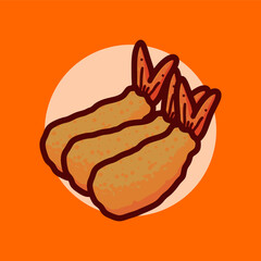 Tempura designs that look delicious and cute are drawn in a simple style