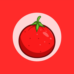 A tomato design that looks delicious and cute is drawn in a simple style