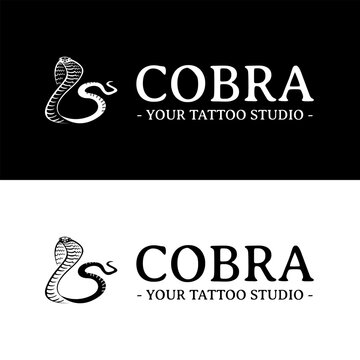 Striking cobra logo symbolizing strength and courage perfect for a tattoo studio or apparel brand