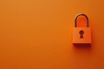 Orange padlock on a background