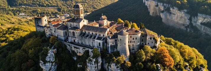 Obraz premium St. Anthony Abbey: Aerial View of Vercors, Isere, France