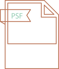 PSF File format icon black outline and light color text