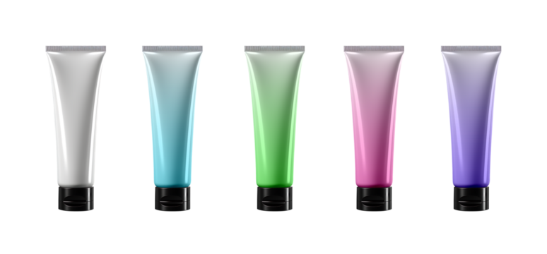 white and cool gradient  color cosmetic tube isolated background