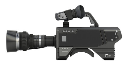 Professional video camera isolated on transparent background. 3D illustration