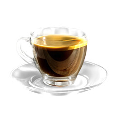 Title: glass cup of coffee with saucer transparent background. Pro PNG transparent background glass cup of coffee 