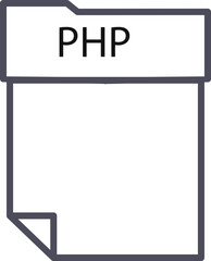 PHP File format icon black outline and light color text