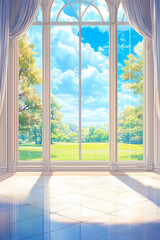 Fototapeta premium window and sky landscape