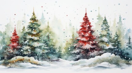 Fototapeta premium Merry Christmas Festival Watercolor Generative AI