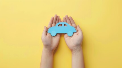 Fototapeta premium The child holding blue car