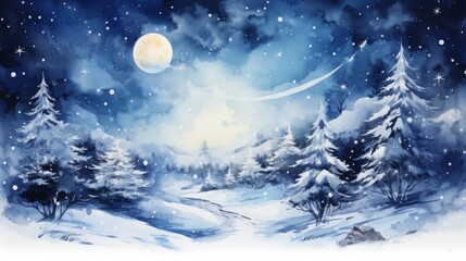Naklejka premium Merry Christmas Festival Watercolor Generative AI