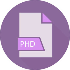 PHD File format icon  in shapes and circular shape outside