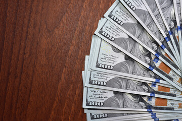 dollars banknotes, close-up. US dollars sample. 100 American dollars, Mr. Franklin. paper money,...