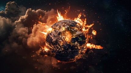 Planet engulfed in flames