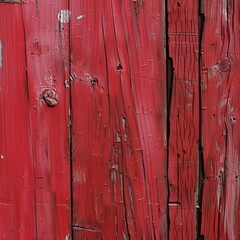Red wooden planks with chipped paint