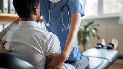 Obraz premium Doctor Examining Patient's Back