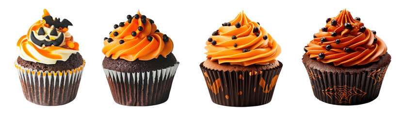 Halloween cupcake png cut out element set
