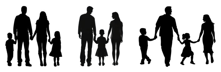 silhouette 2d graphic of family png cut out element set