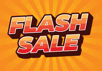 Flash sale. Text effect in 3D style for digital or pint promotion