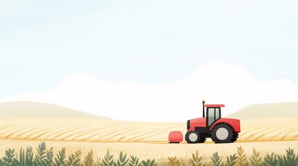 Obraz premium Smart farming, autonomous machinery in lush fields, sustainable agriculture, Watercolor style, copy space