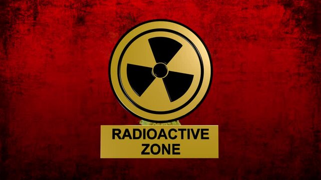 Radio Active Zone sign board with Radio Active Logo in 3D Animation 4K resolution