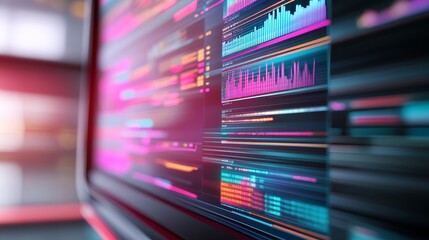 floating business interface displaying a cascade of glowing