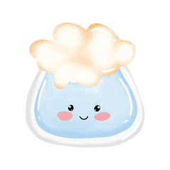 kawaii watercolor drink glass beer cartoon vector element. kawaii drink character