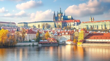 Fototapeta premium Gothic Castle in Prague by Vltava