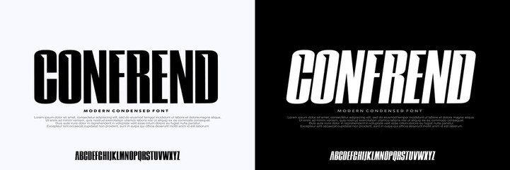 Modern Alphabet Condensed Font , italic ,Uppercase Typography urban style condensed fonts for fashion, brand, community, sport, technology, digital, music, movie, logo design, vector illustration