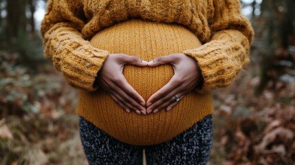 Pregnant heart hands tummy.