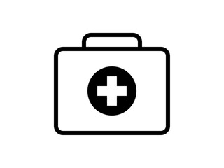 シンプルな十字マーク救急箱アイコンM：角丸黒線