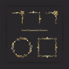 A black background with a golden gradient floral frames and ornate elements.
