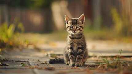 Adorable sitting cat feline infant kitten