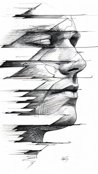Abstract Portrait Drawing: Expressive Lines and Emotion