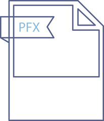 PFX File format icon black outline and light color text