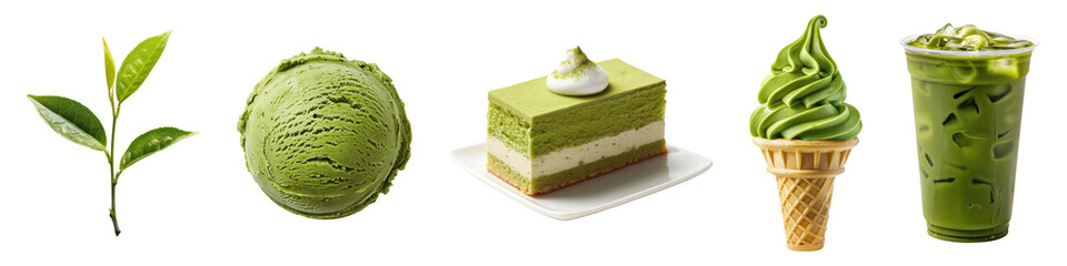 Matcha green tea dessert png cut out element set © Rawpixel.com