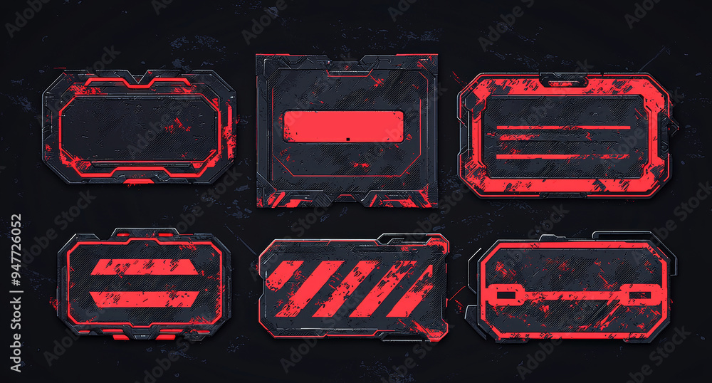 Canvas Prints Alerts for danger on the hub. Warning and caution signs. Tech and digital frames that show a danger zone. Warning and caution signs on the hub.