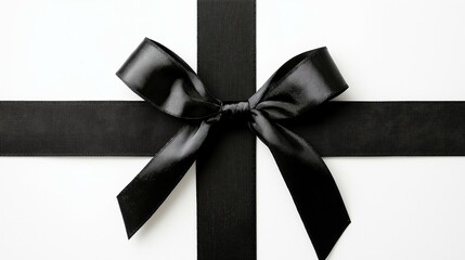 Elegant Black Gift Box Frame With Glossy Ribbon Bow Tied on Top for Black Friday Presents