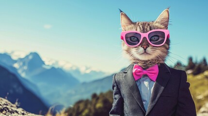 Wearing sunglasses and a tie with a suit. Stock image.