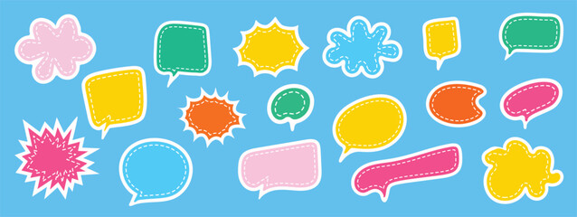 Set of speech bubble vector. Collection of contemporary figure, speech bubble in funky groovy style. Chat design element perfect for banner, print, sticker, cartoon.