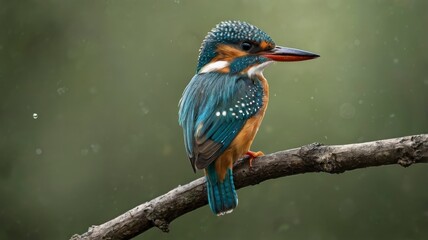 Fototapeta premium Isolated kingfisher portrait, flying, sitting on branch, transparent background