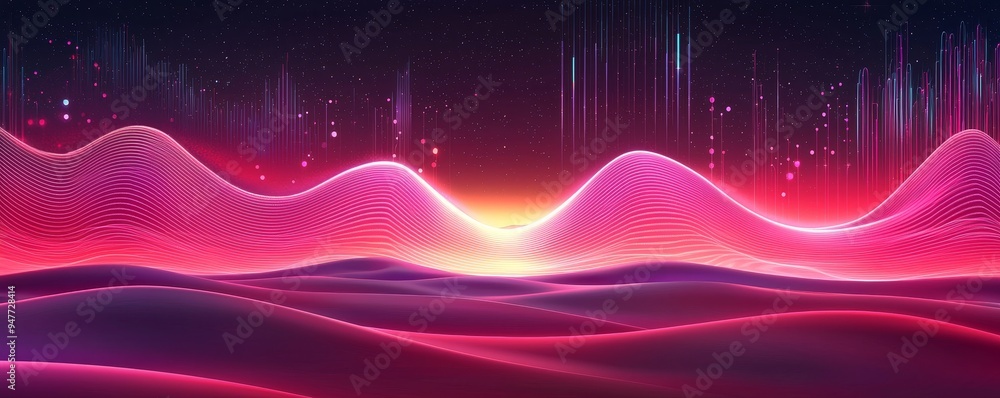Poster background for digital processing, neural networks, stock, digital storage, sound and graphic forms,