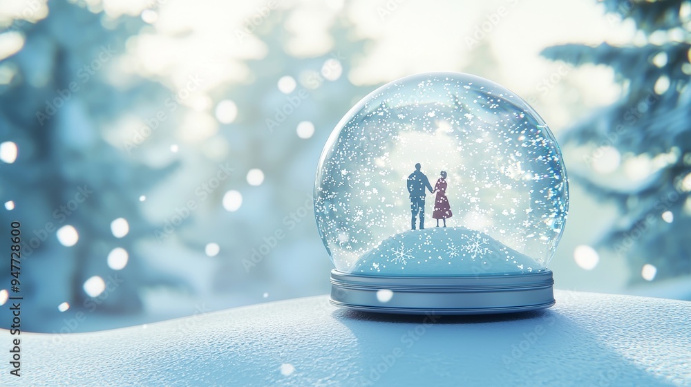 Wall mural Using Stock technology, this snow globe features Christmas decorations