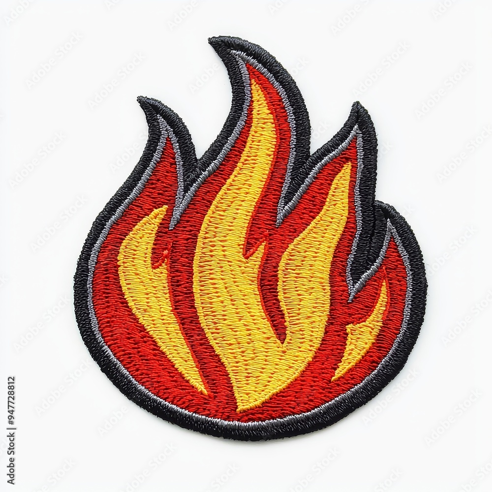 Poster a generative ai of a fire embroidered patch badge on an isolated transparent background