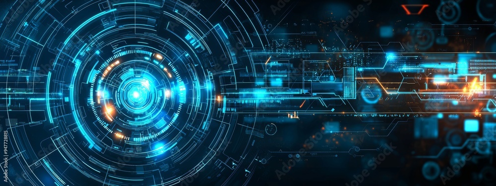 Aufkleber a futuristic electronic circuit technology background in abstract form