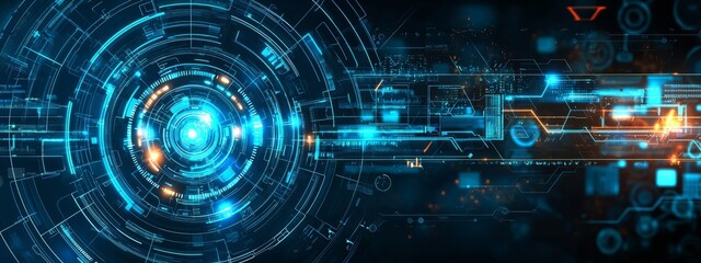 Obraz premium A futuristic electronic circuit technology background in abstract form