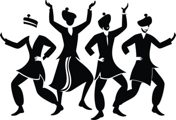 Obraz premium Sufi People Dance Minimalist Black Silhouette Vector Collection