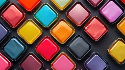 collection of colorful tins of nicotine pouches arranged neatly