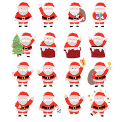 set off cartoon santa claus character design element. christmas character