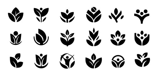A collection of eco-friendly logos and icons,